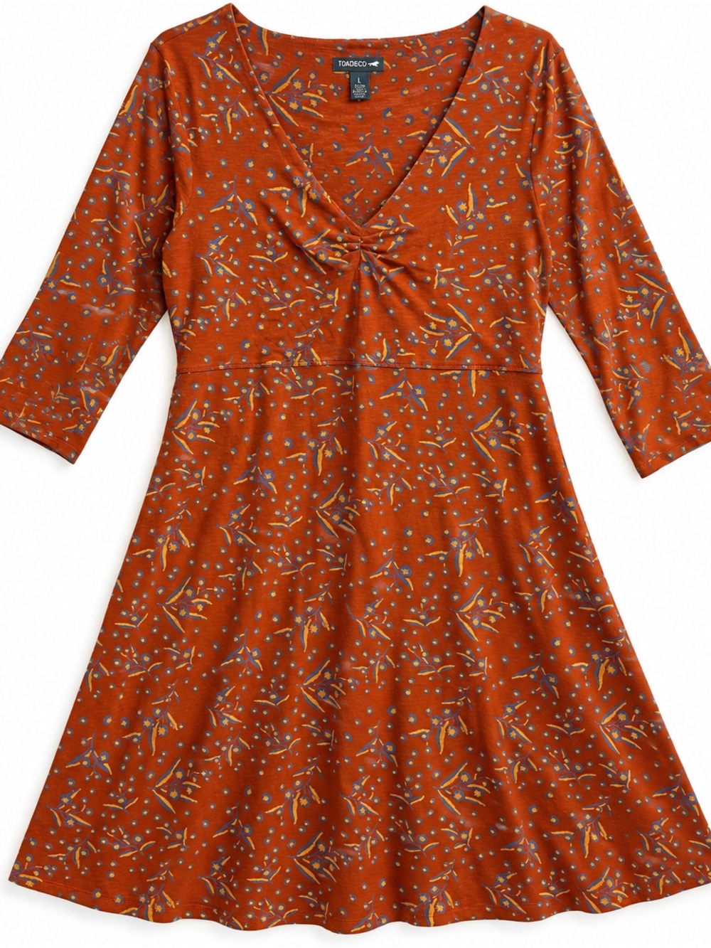 Toad&Co Rosalinda Dress Burnt Orange Floral Large